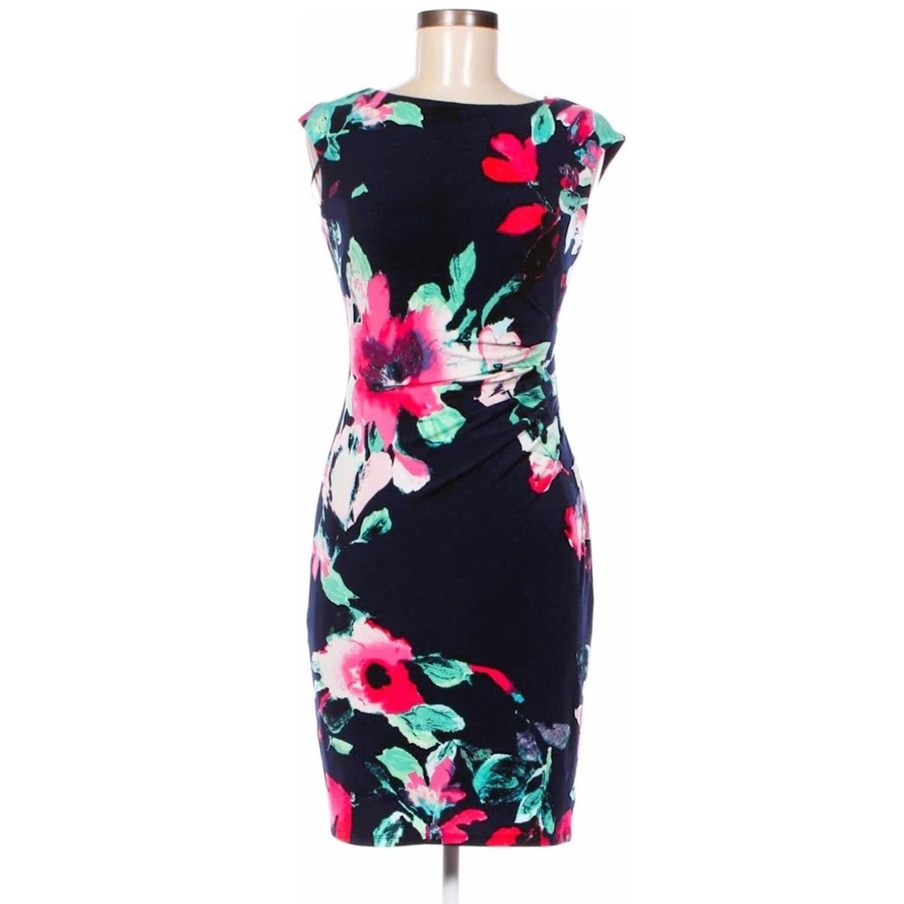 Lauren by Ralph Lauren Navy Floral Dress Size 2 Petite
